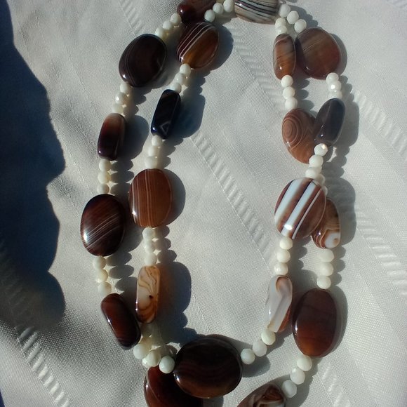 Jay King DTR mine finds stripped Agate and MOP 36 inch necklace 925 - Picture 7 of 13